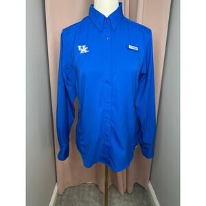 EUC Columbia PFG UK Kentucky Wildcats BBN Long Sleeve Shirt Blue Women's Sz M
